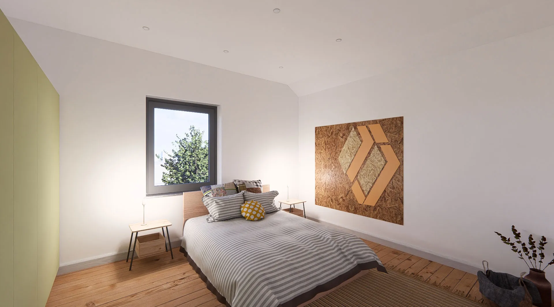 Visualisierung Wohnen am Park, Saarburg: Schlafzimmer mit Parkettboden